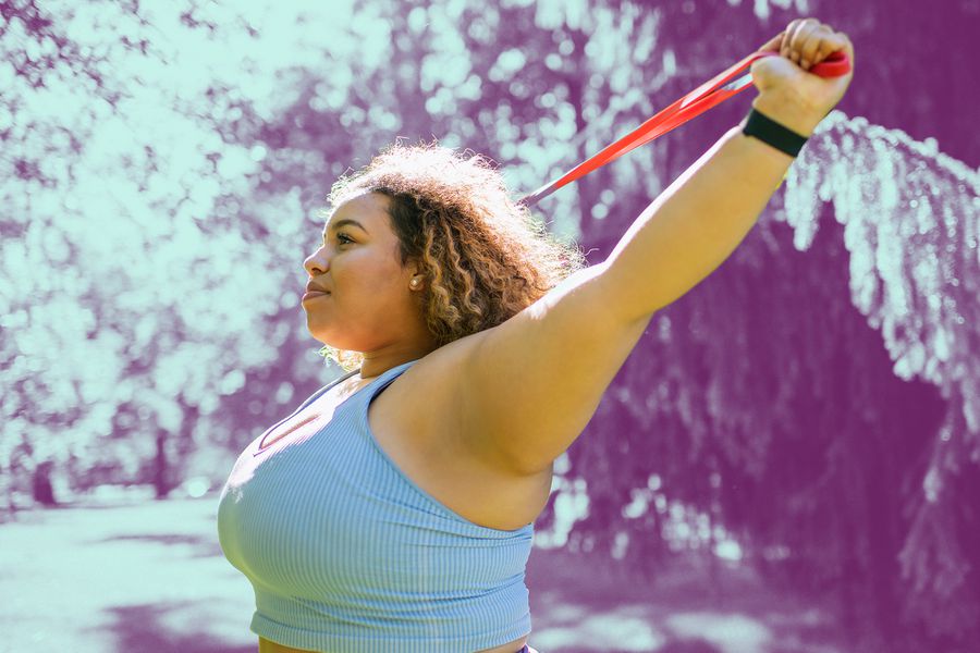 Woman Using Resistance Band