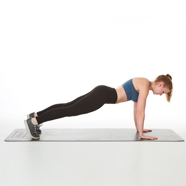 are planks good for abs? instructor demonstrating how to do a straight-arm plank exercise