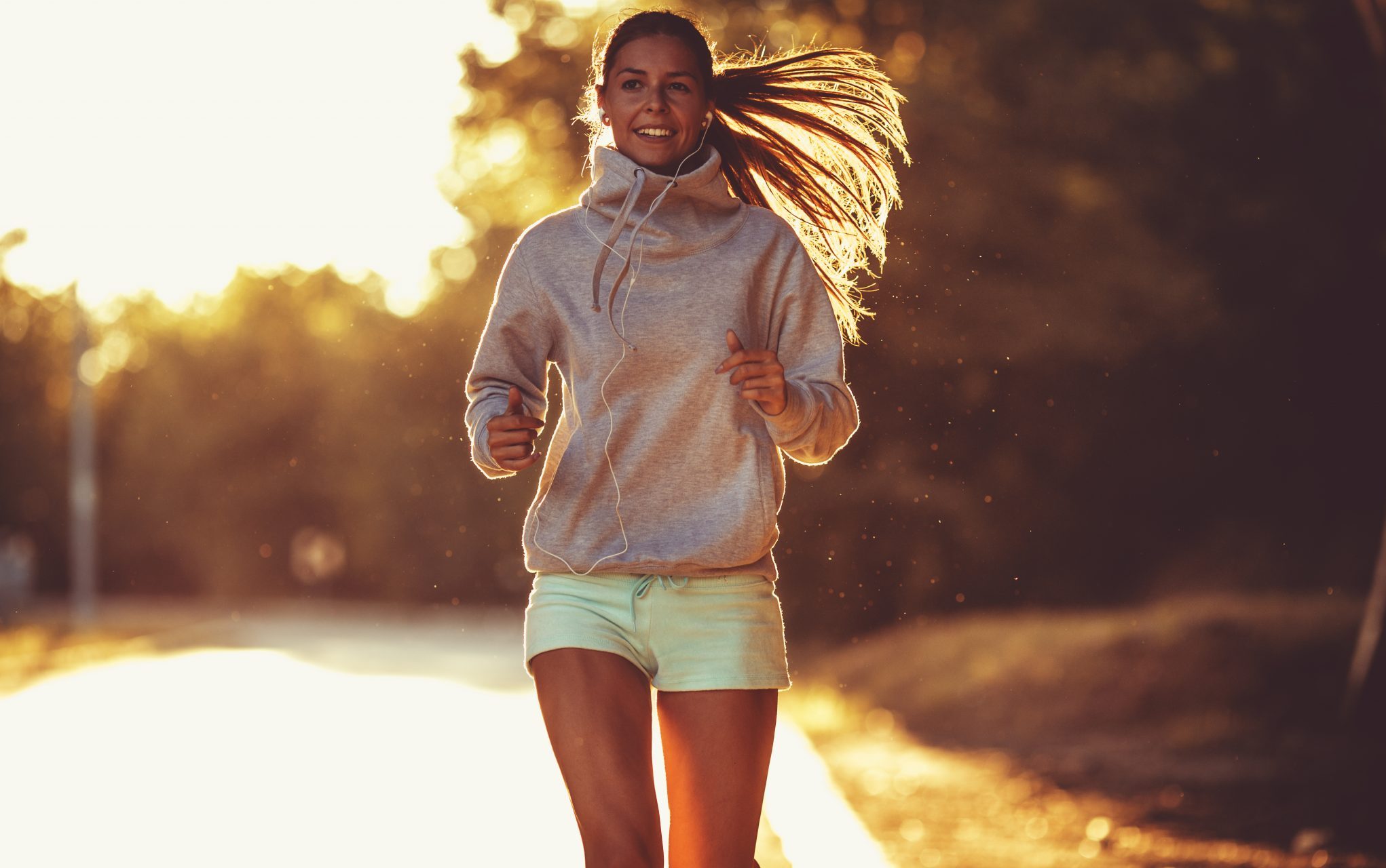 girl running at dusk